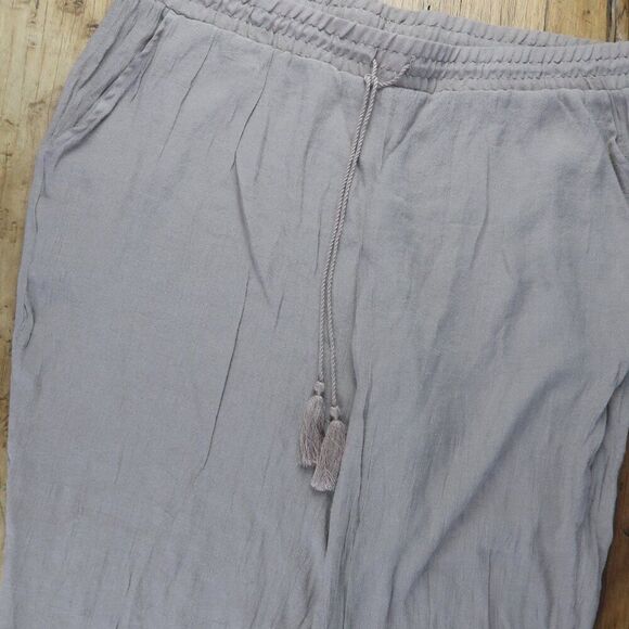 SOHO STREET TAUPE LIGHTWEIGHT PULL ON CASUAL PANTS WITH TASSLE DETAIL SIZE XL - Picture 6 of 9